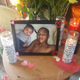 A photo of Anthony “A.J.” Weber with his daughter, 9-month-old Viola, at a makeshift shrine at the site of his death (Black Lives Matter Los Angeles)
